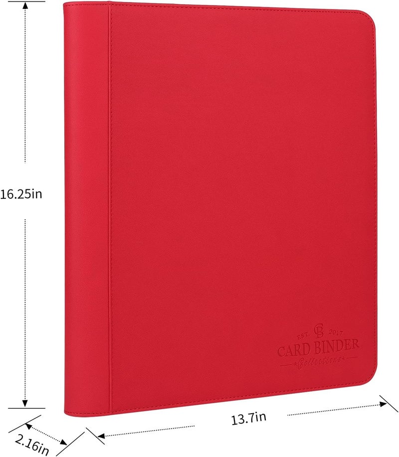 CARDBINDER Toploader Binder,Toploader Hard Cases, 9-Pocket Pages Sleeves Hold up 288 Cards.Toploader Card Binder with Sleeves for “3×4” rigid，Card Holder(red) - Image 2
